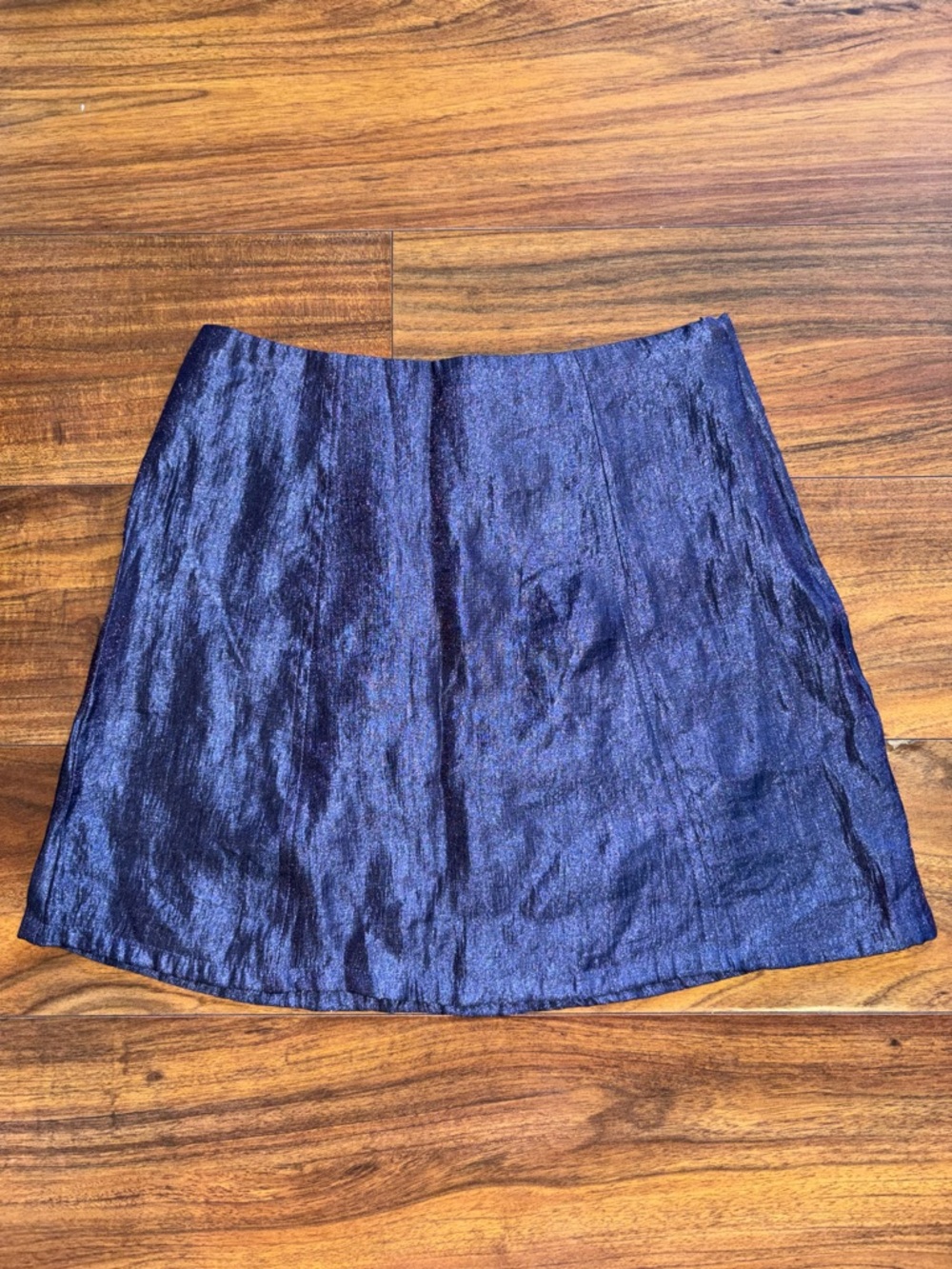 Iridescent Blue Shiny Mini A-line Skirt